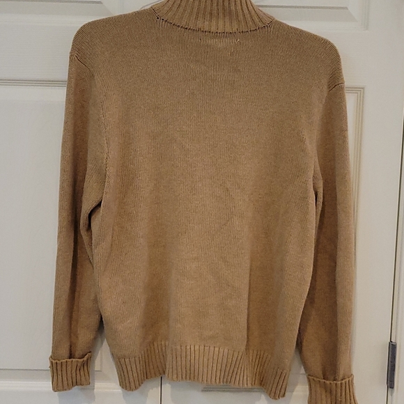 Polo Ralph Lauren 1/4 Zip Tan Cotton Sweater L - Picture 4 of 9